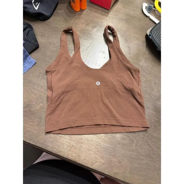 Lululemon Align cropped tank top features a wide scoop neckline brown 2 - Image 2