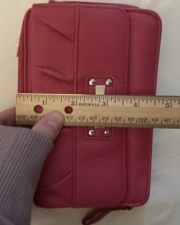 Pink long wallet with snap and zippers lots of compartments with card holder - Image 13