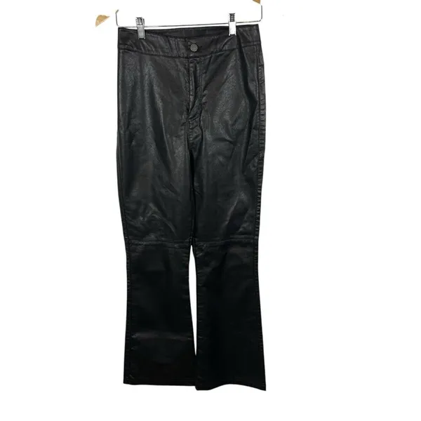 Free People Sasha‎ Kick Flare Faux Leather Pants Womens Size 4 Black Bikercore - Image 3