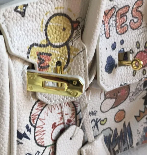 Vegan leather Designer Inspired handbag White - Image 3