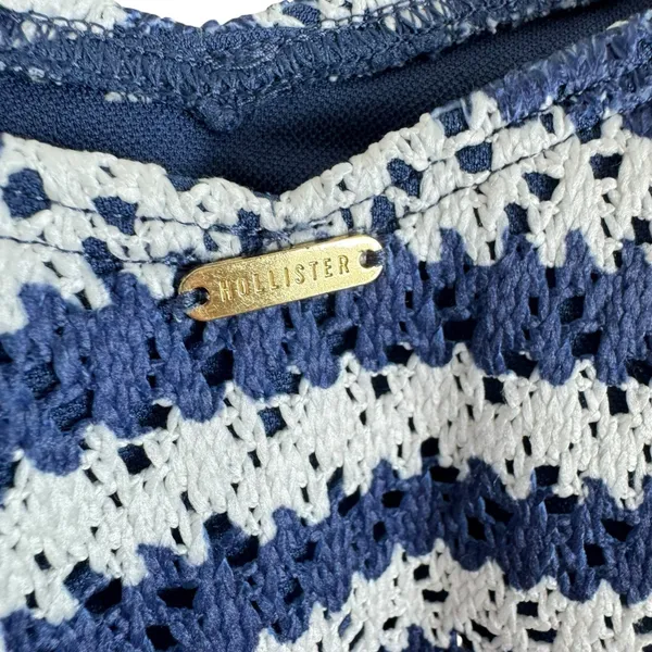Hollister NWT Blue White Crochet Lined Cheeky Fit Bikini Bottom Women's Size XS - Image 4