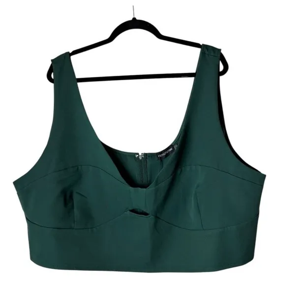 PrettyLittleThing Shirt Women 30 Teal Green Plus Size Woven Bralet Crop Top‎ NWT - Image 2