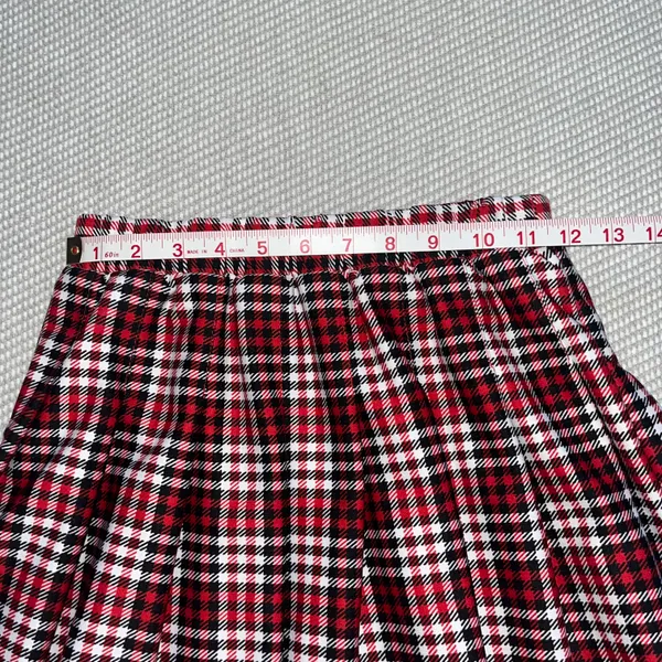 Jolie And Joy Red Black Plaid Pleated School Girl Mini Skater Skirt Sz S NWOT - Image 3