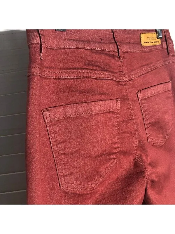 Mid-rise capri jeans culottes straight-leg terracotta cotton boho grunge Y2K 27 - Image 7