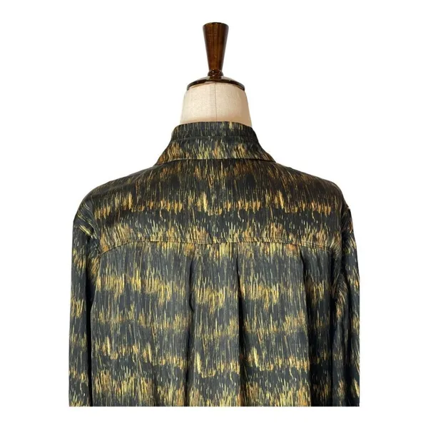 Isabel Marant Black And Gold Long Sleeve Pleated Draped Mini‎ Dress Size M - Image 4