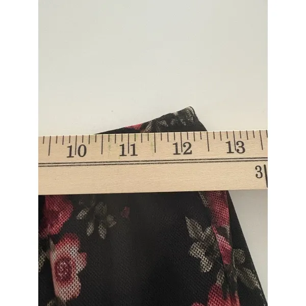 Thyme & Honey Midi Skirt Size S Black Floral Mesh Ruffle Whimsigoth Dark Romance - Image 6