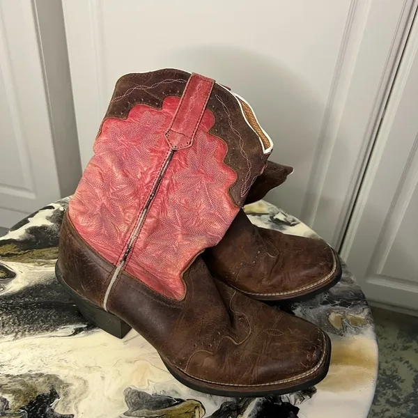Tony Lama Pink Brown Leather Western Boots - Image 4