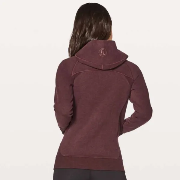 Lululemon zip up Scuba Classic Cotton Fleece Heathered Bordeaux Drama size‎ 4 - Image 2