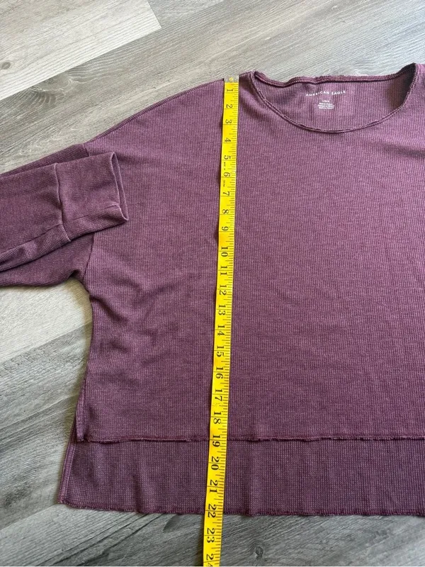 American Eagle Thermal Waffle Top Large Athleisure Purple - Image 8