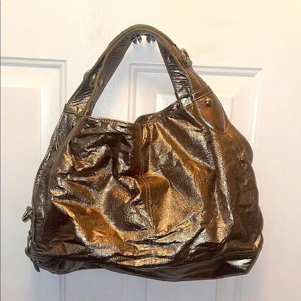 Metallic gold Nine West Women's Handbag y2k purse tote 2000s - Image 2