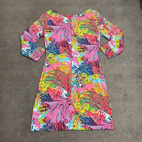 Lilly Pulitzer Marlowe Fishing for Compliments Colorful Floral Cotton Dress - Image 3