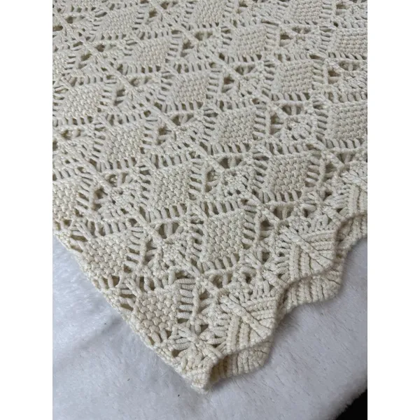Willow & Root Diamond Pointelle Cardigan Sweater Cream Sz M Cottagecore Boho Top - Image 13