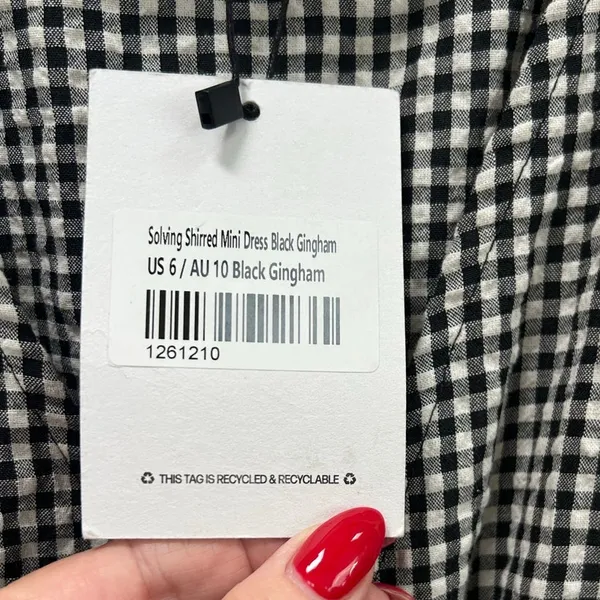 Princess Polly Solving Shirred Mini Dress Black Gingham size 6 NWT - Image 12