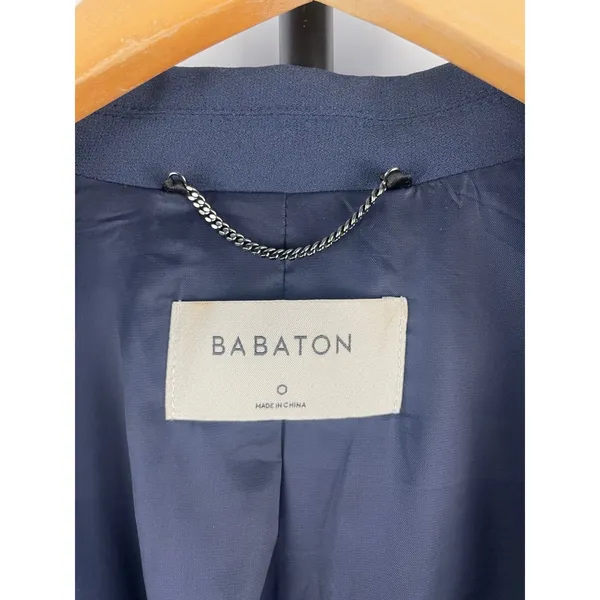 Babaton Navy Blue Cropped Classy Preppy Blazer Single Button Jacket Size 0 - Image 4