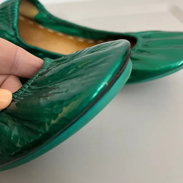 Tieks Ballet Flats 9 Emerald Green Patent Leather Foldable Classic Travel Career - Image 6