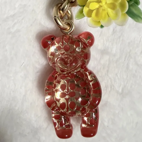 Coach Resin Gummy Bear Bag Charm Gold/Wine CK062 Keychain - Image 8