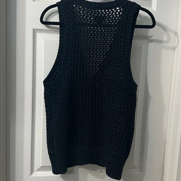Anthropologie Maeve Tammie Jo Sweater Vest – Navy Blue Open Knit - Image 5