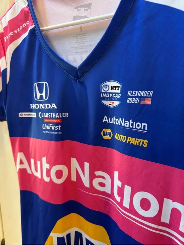Size S AutoNation NAPA Racing Tee in Blue and Pink - Image 4