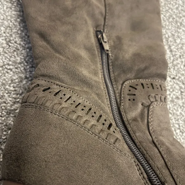 Boho Faux Suede Dark Brown Over the Knee Boots - Image 3