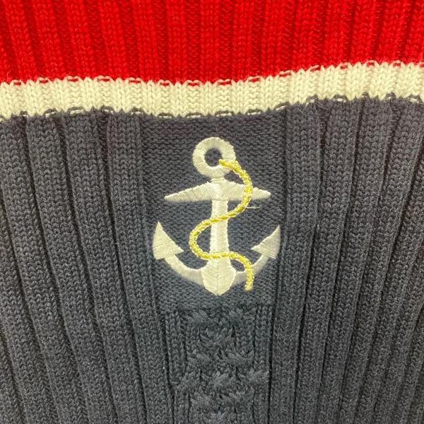 Vintage Knit Pullover Sweater Anchor Nautical Mock Neck Fisherman Embroidered M - Image 2