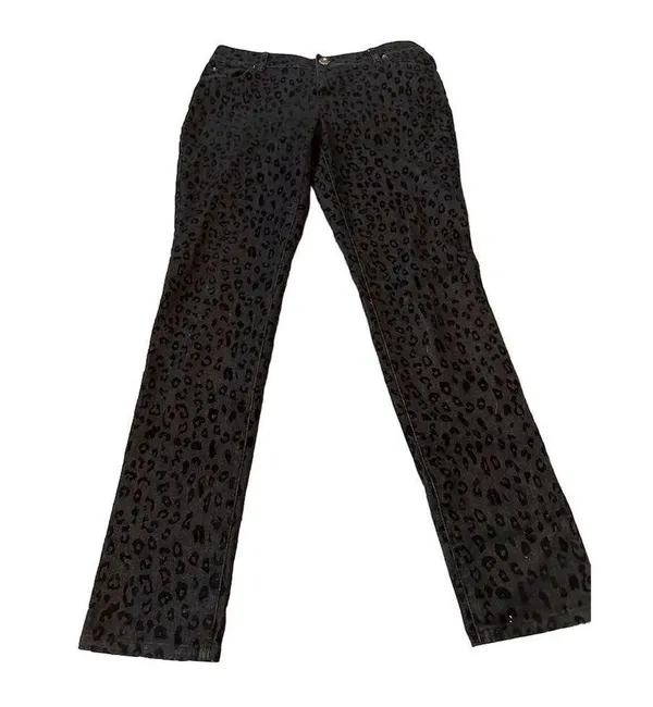 INC Women's Leopard Print Skinny Jeans Black Size 8 High Rise - Image 3