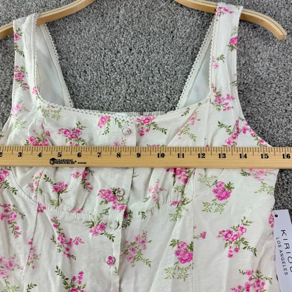Floral Corset Tank Top Coquette Cottagecore Lace Trim Womens L New Kirious‎ Boho - Image 6