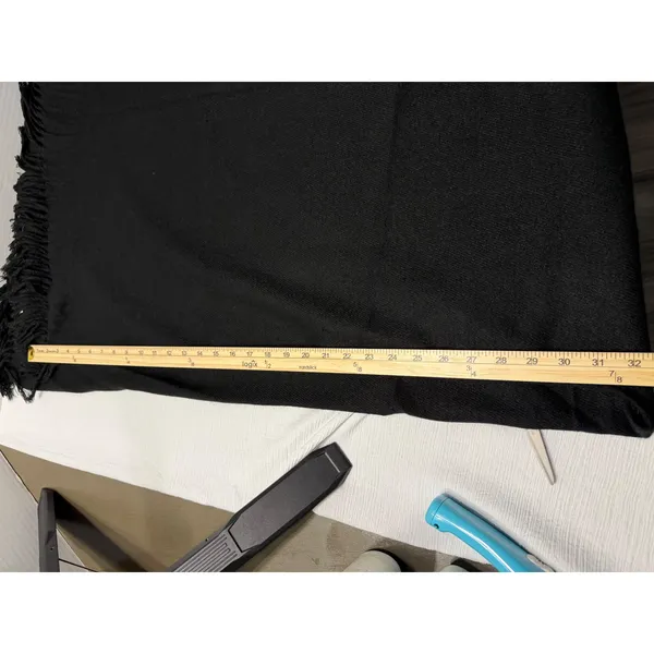 V. Fraas Black Acrylic Fringe Wrap Shawl Open Front Cape One Size - Image 5