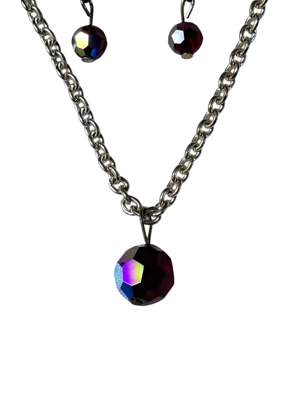 Swarovski Crystale by L&J Aurora Borealis 925 Plated Jewelry Set NEW Deadstock - Image 2