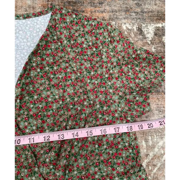 Modest Cottagecore Midi Dress Ditsy Floral Corduroy Pinwale Handmade Prairie - Image 13