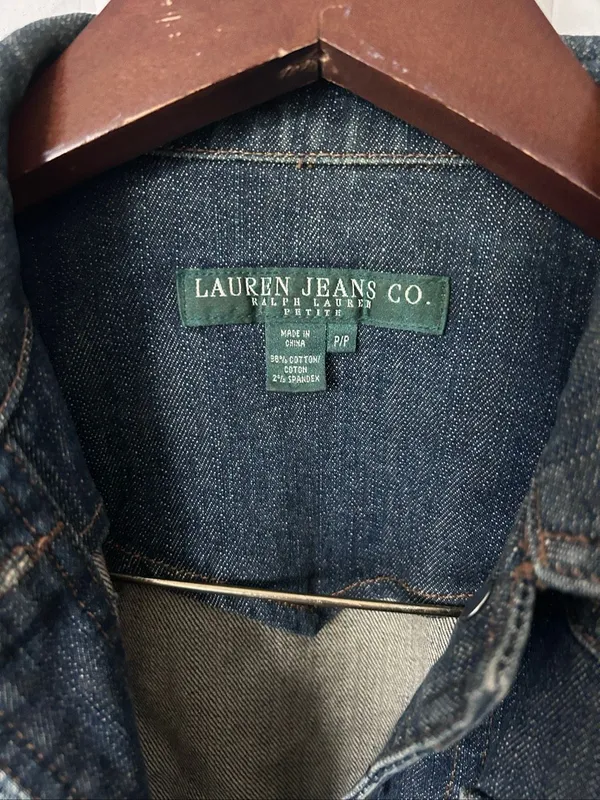 VIntage Lauren Jeans CO Ralph Lauren Women's LS Button Front Denim Jacket MD Dar - Image 2