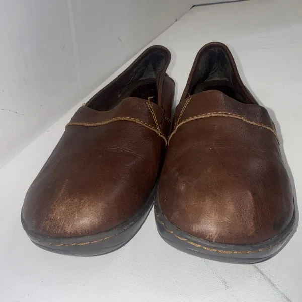 B.O.C. BOC Slip On Brown Leather Nature Boho Loafer Clogs Shoes Women's Size 11 - Image 3