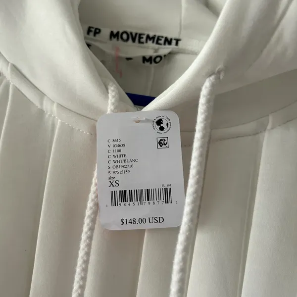 Free People Movement White Pick It Up Pullover Hoodie NWT Size XS - Image 3