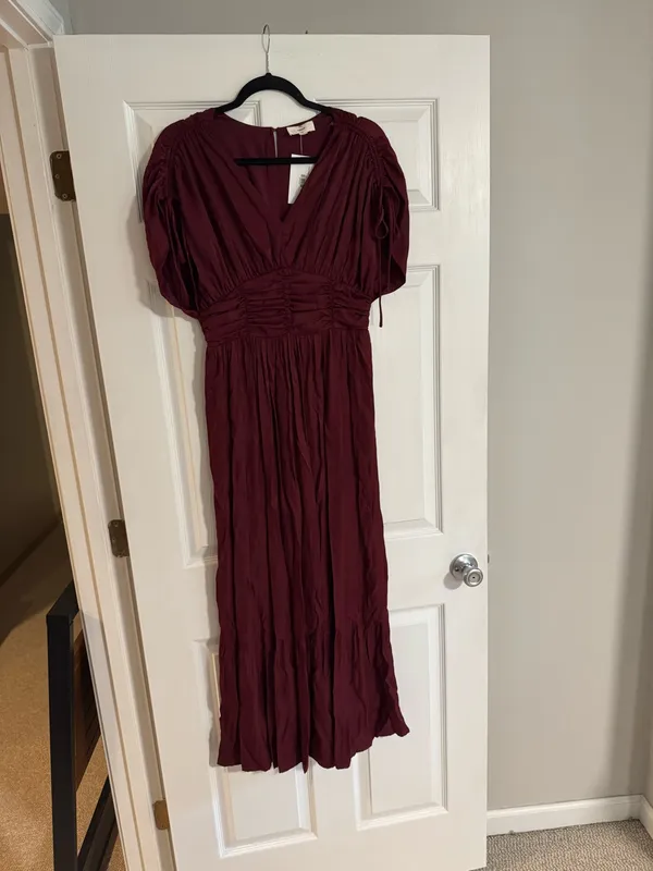 Entro Sleeveless Satin Maxi Dress Wine Red Garnet - Image 5