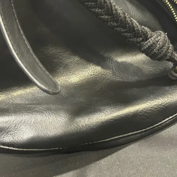Anthropologie Black Faux Leather Hobo Bag with Metallic Hardware - Image 10