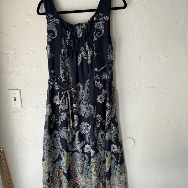 Sami & Jo Dress Womens L Navy‎ Blue Paisley Maxi Boho Sleeveless Coastal Cowgirl - Image 3