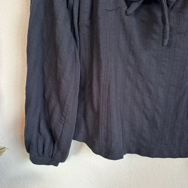 Free People Black Square Tie Neck Blouse - Image 4