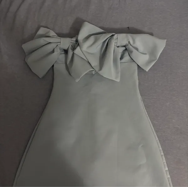ZARA Strapless Blue Dress - Image 4