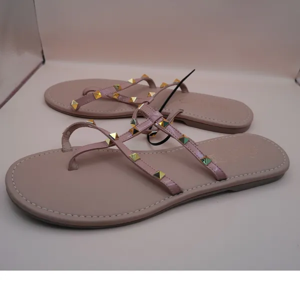 Tre Mode Moda Italiano Pink Studded Gladiator Thong Sandals 38 Patent Leather‎ - Image 6