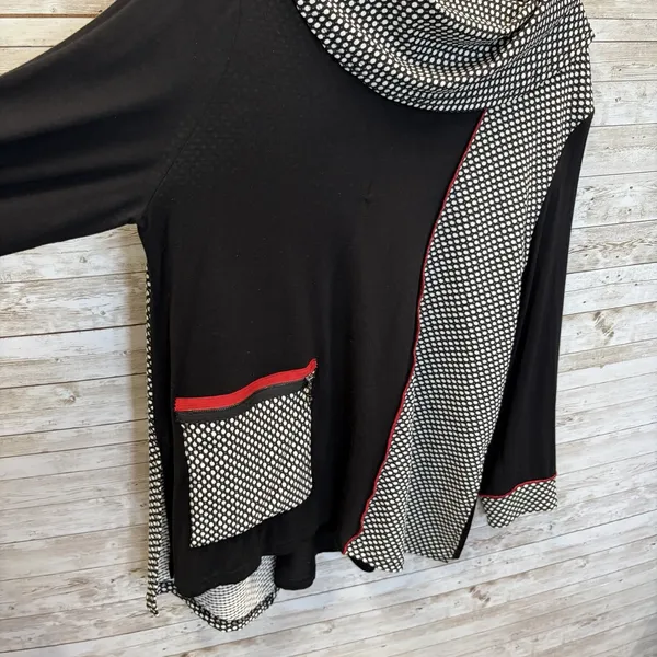 Moonlight Womens L Tunic Top Art To Wear Polka Dot High Low Lagenlook Made USA - Image 3