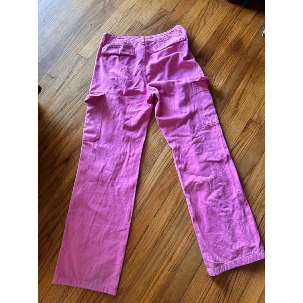 Pink Cargo Pants Size 6 Zara Utility Pocket Straight Leg - Image 3