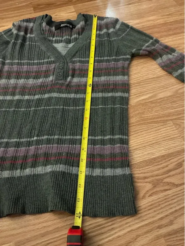 Y2K Ounce Stripe Sweater Size Large Gray - Image 5