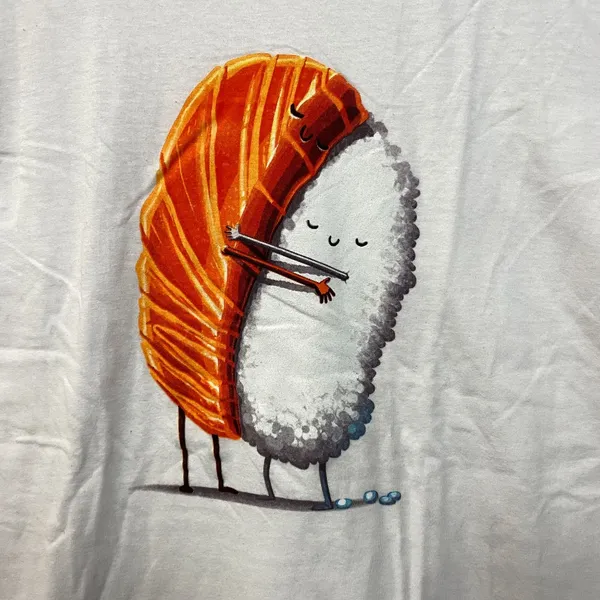 Hugging sushi white Tshirt size medium - Image 2