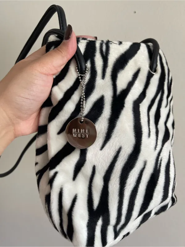 Nine West Black and White Zebra-Print Shoulder Bag - Image 3