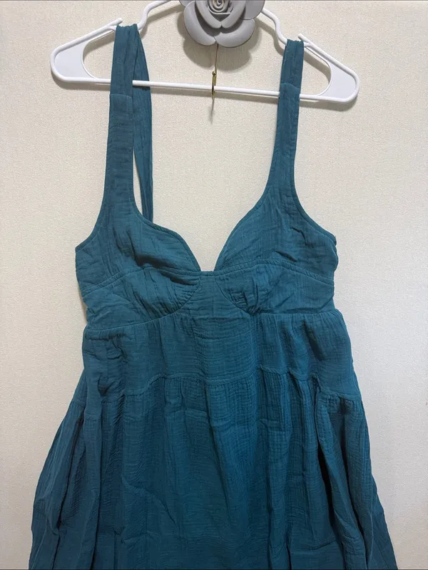 Listicle Teal-Green Midi Dress with Wide Straps - Image 2