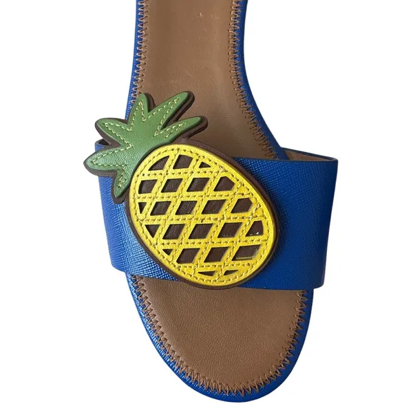 Tory Burch‎ Pineapple Accent Slide Sandals Blue Size 7 - Image 4