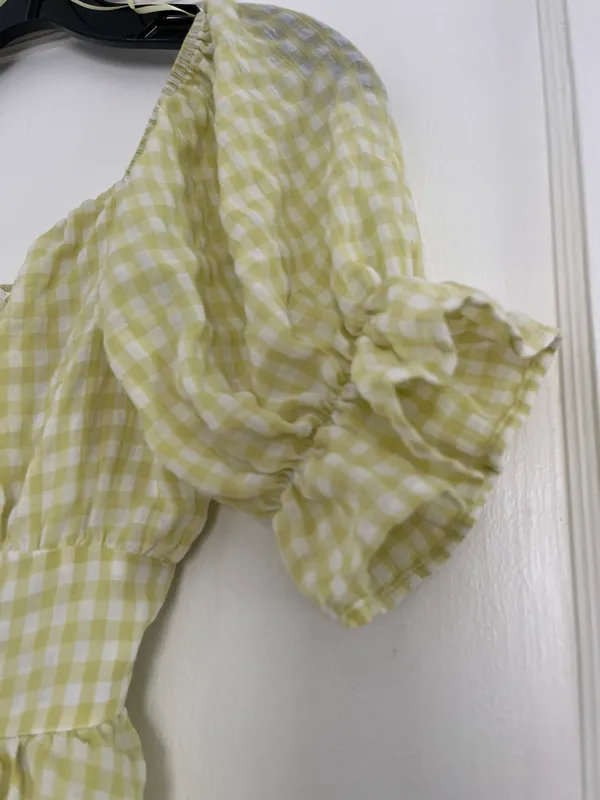 Mable Gingham Plaid Ruffled Romper - Image 4