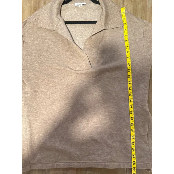 Haven Well Within L Tan Collared Pullover Top‎ Long Sleeve TENCEL Blend Shirt - Image 8