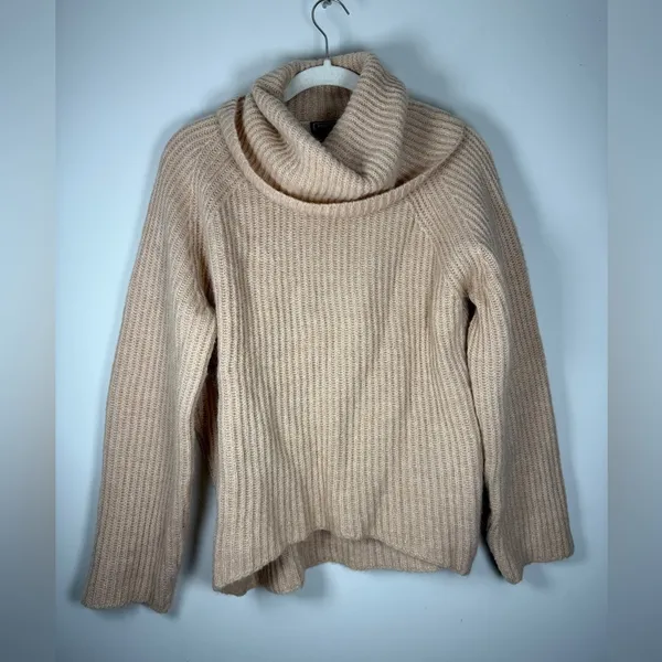 Point Sur Mohair & Wool Blend Ribbed Turtleneck Rib Knit Sweater Pale Peach Sz S - Image 8