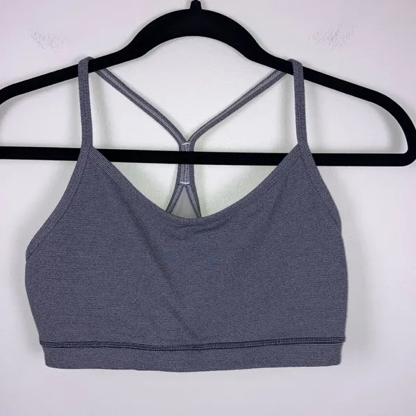 Lululemon Flow Y Bra Blue White Stripe Women’s Size 8 Active Sports Bra Light - Image 2