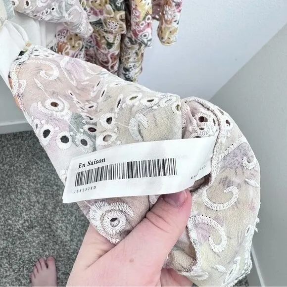 En Saison Pastel Eyelet Midi Dress Ruffle Sleeve Light‎ Pastel Yellow NWT - Image 13